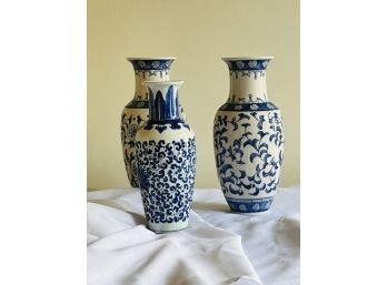 3 Chinoiserie Ceramic  Vases (LR)