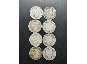 8 Barber Silver Dimes Miscellaneous Dates