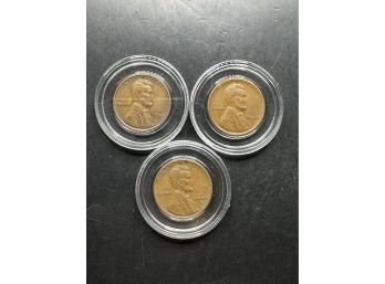 3 Wheat Pennies 1949, 1949-D, 1949-S