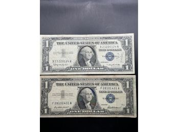 2 $1 Silver Certificates 1957, 1957-B