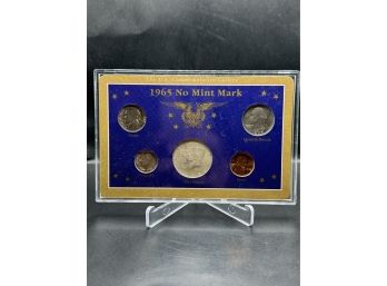 1965 No Mint Mark Coin Set With Silver Kennedy Half Dollar