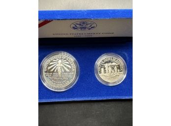 1986 United States Liberty Coins Silver Dollar And Half Dollar