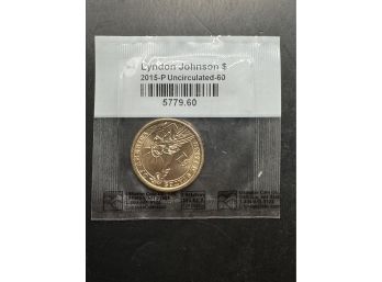 2015-P Uncirculated $1 Lyndon Johnson Presidential Dollar In Littleton Package