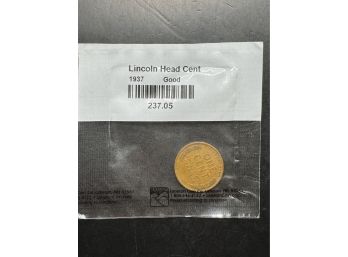 1937 Wheat Penny In Littleton Package