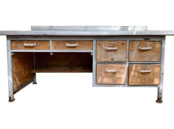 Wood, Steel & Zinc Desk From Pimlico Interiors