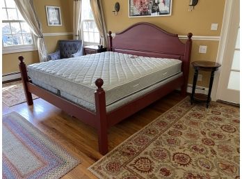 Country Willow Cannonball King Size Bed In Cranberry With Sealy Posturepedic Mattress