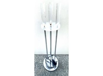 Lucite Handled Modern Metal Fireplace Tools
