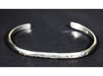 Native American Southwestern Punch Decorated Sterling Silver Cuff Bracelet