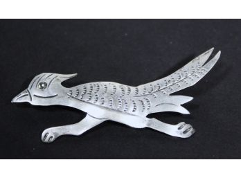 Southwestern Sterling Silver Roadrunner Brooch