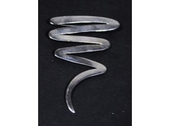 1980s Sterling Silver Large 'squiggle' Brooch