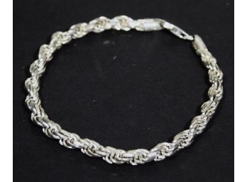 Large Rope Chain Link Sterling Silver Bracelet 9' Long