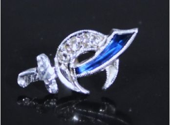 Small Antique Platinum, Diamond And Sapphire Melha Shriners Pin (no Backing)