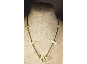 Vintage Southwestern Sterlingsilver Mother Of Pearl Bird Fetish Necklace 16' Long