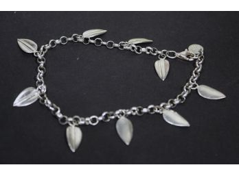 Either Large Bracelet Or 10' Anklet Sterling Silver Leaf Design