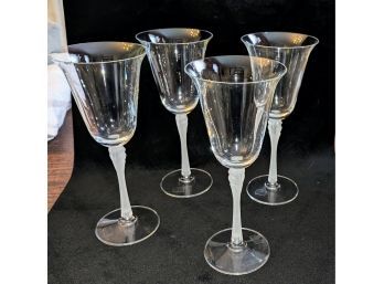 Set Of 4 Mikasa Crystal Frosted Stem Wine Glasses