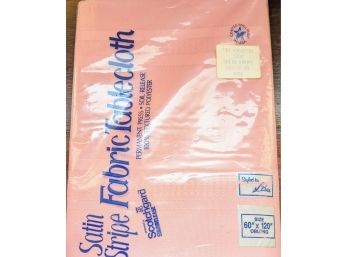 Satin Stripe, Oblong 60' X 120' Fabric Tablecloth - Pink/Peach