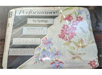 Performance By Springs King Sheet Set - 'Wild Flower'  Design Pattern -