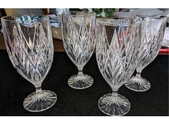 Set Of 4 Mikasa Crystal Park Lane Ridge Water Glasses