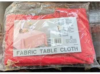 Red Stripe Oblong 60' X 84' Fabric Tablecloth