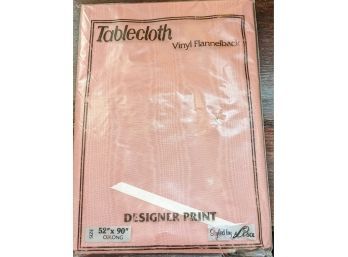 Pink/Peach Oblong 52' X 90' Flannel Backed Designer Print Tablecloth
