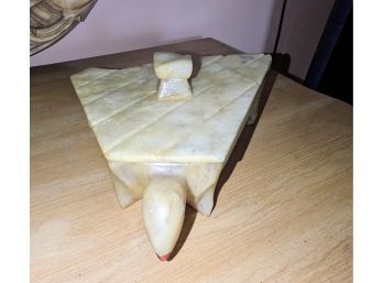 Hand Carved Alabaster Lidded Turtle Trinket Box