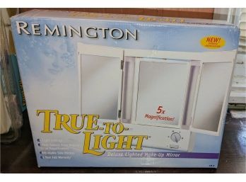 Remington True-to-Light Deluxe Lighted Make Up Mirror W/ Sides Magnifies 5X