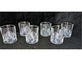 Set Of 6 Vintage MCM Royal Crystal Rock Double Old Fashioned Glasses - Aurea Pattern