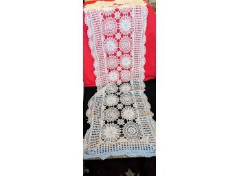 Vintage Italian Handmade Lace Crochet Dresser Scarf