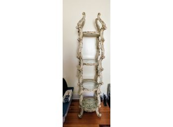 Mid 20th Century Hollywood Regency Syroco French Etagere Display - 4 Round Glass Shelves