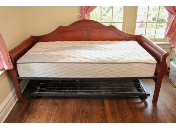 Vintage Wood Trundle Bed + Serta Perfect Sleeper Twin Size Mattress