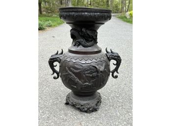 Chinese Bronze Twin-Handled Urn