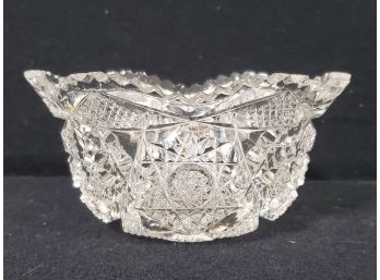 Beautiful Antique Saw Tooth Edge Cut Crystal Bowl - American Brilliant ?