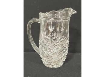 Heavy Vintage Pineapple Design Cut Glass Handled Pitcher