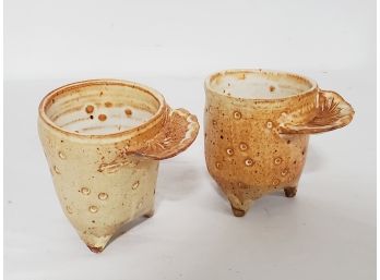 Two Whimsical Hand Made Pottery Cups By Sally Ng