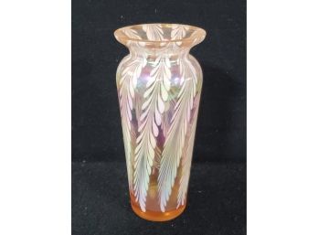 Vintage Silvestri Pink Swirl Small Art Glass Bud Vase