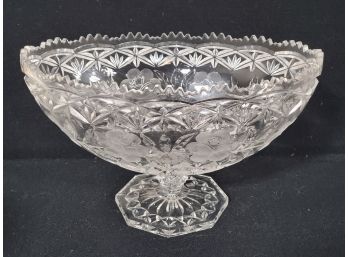 Stunning Antique Oblong Pedestal Cut Crystal Centerpiece Bowl