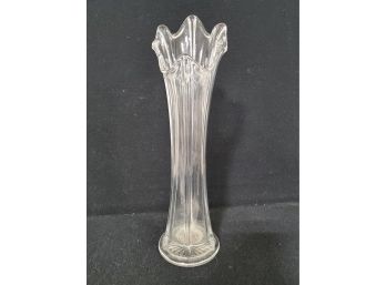 Vintage MCM Clear Glass Swung Glass Flower Vase