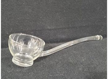 Vintage Clear Blown Glass Punch Bowl Ladle