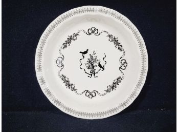 Victorian Trading Co French Gothic Ravens Pie Plate Black White Transferware