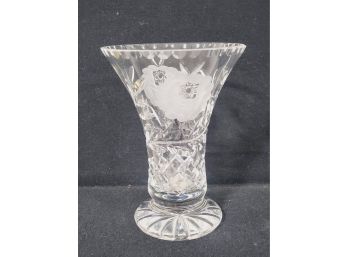 Beautiful Bohemia Crystal Made In Czech Republic Floral Cut Crystal Flower Vase