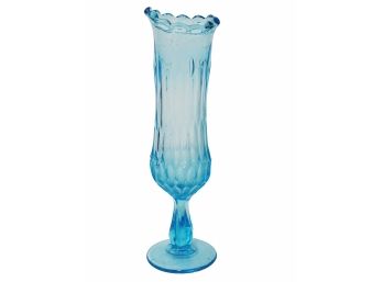 Vintage MCM Blue Fenton Glass Honeycomb Footed Swung Vase