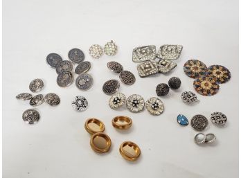 Vintage Button Assortment - Brass, Enamel, Rhinestone & More