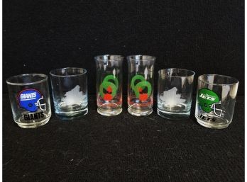 Six Collectible Rocks & Tumbler Glasses