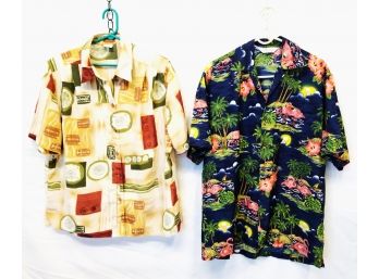 Men's Short Sleeve Button Down Tropical Print Shirts Size Large