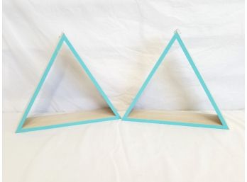 Set Of Small Wooden Triangle Shaped Hanging Wall Shelves