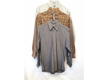 3 Men's Long Sleeve Button Down Shirts: Brooks Bros, Lord & Taylor, Halogen Sizes S - M ( Lot 1)