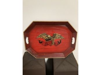 Vintage Nashco Products Metal Tray, With Hand Painted Eagle