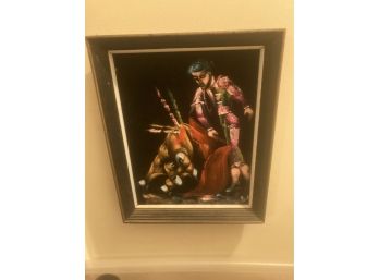 Vintage Bullfighting Painting On Velvet