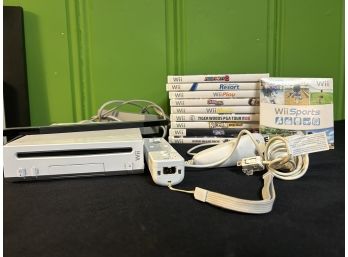 Nintendo Wii Lot Including Game Console, 4 Motion Controllers & 10 Games! All Wires For Play Included.