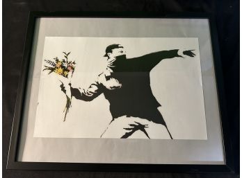 Banksy Flower Thrower Reproduction Print In 16 X 20 Frame